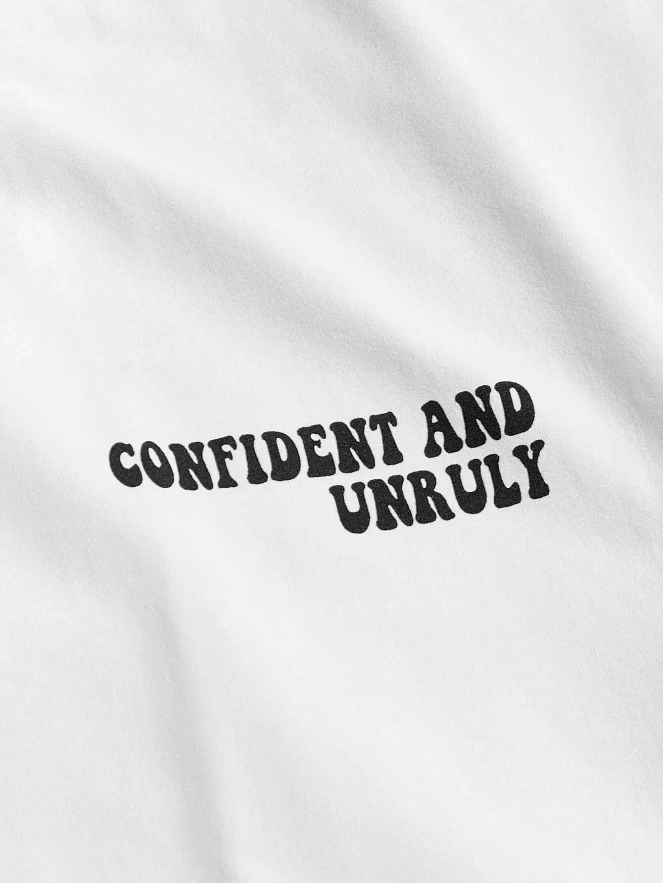 Confident and Unruly Attitude Determines Direction Men T Shirt Cotton Shirt Street Loose T-Shirts Summer Breathable Short Sleeve