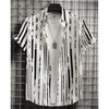 Hawaiian Shirt for Men 3D Stripe Printed Short Sleeved Tops Summer Quick Drying Men Clothing Simple Loose Oversized Men'S Shirts