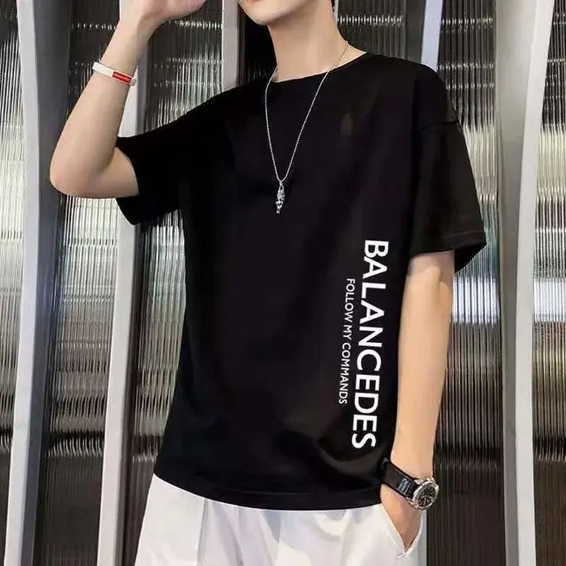 Men'S Summer Loose Fit 100 Cotton Printed T-Shirt Tops