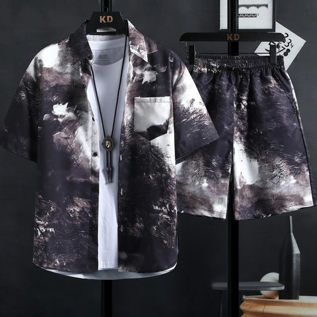 【M-3Xl】New Men'S Printed Shirt Sets, High Quality Fashion Trend Shorts, Hawaiian Style Casual Floral Tops, INS HOT Men'S and Wom