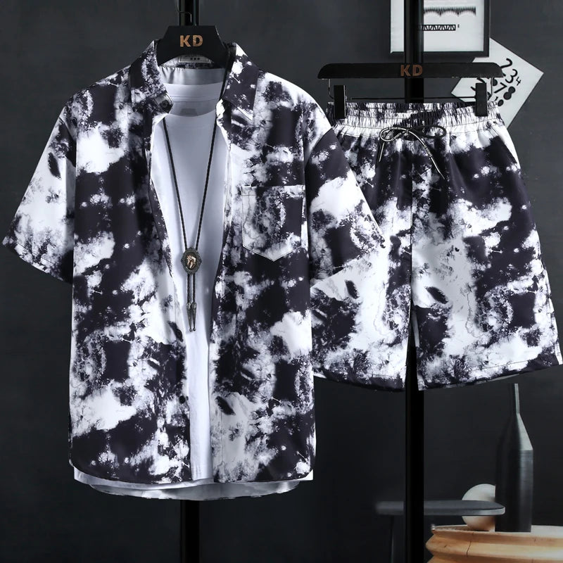 【M-3Xl】New Men'S Printed Shirt Sets, High Quality Fashion Trend Shorts, Hawaiian Style Casual Floral Tops, INS HOT Men'S and Wom