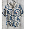 Spring and Summer Men'S and Women'S Shirts Independent Station Casual Fish Pattern Hawaiian Style Printed Shirts Men'S Tops