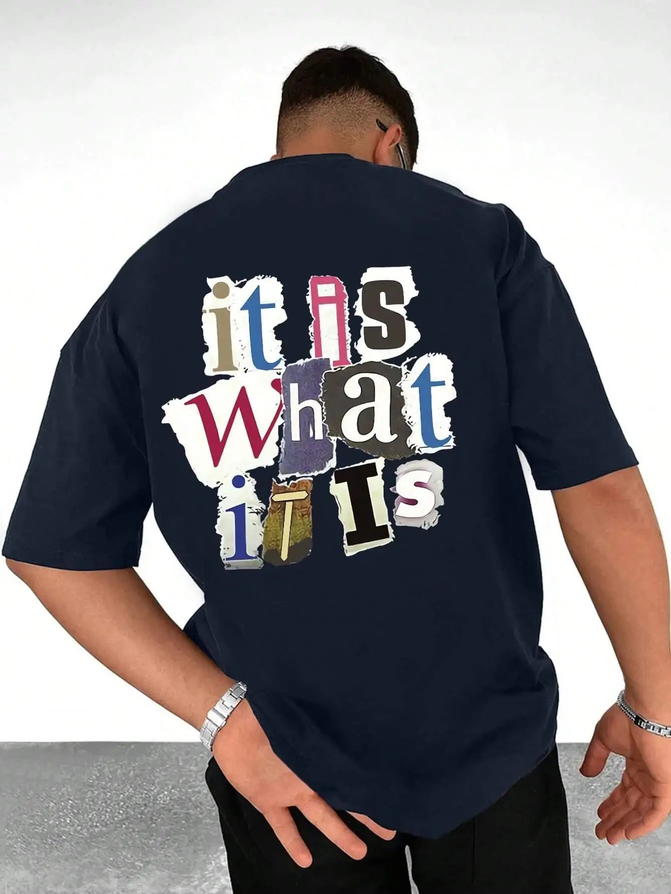 It Is What It Is Letter Graphic Men Tshirt Summer Cotton Fashion Oversized Clothes Casual Hip Hop Tops Loose Soft T-Shirt