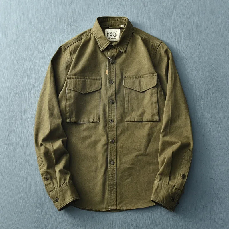New Spring Autumn Men'S Long Sleeve Work Shirt Korean Style Casual Loose-Fit Jacket Trendy Fashionable Casual Lifestyle Shirt